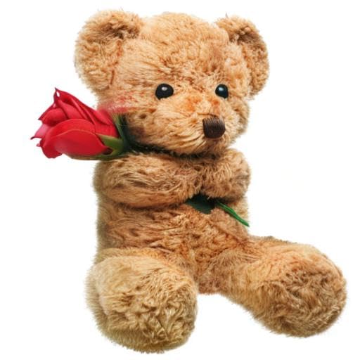 Teddy Bear Holding Rose