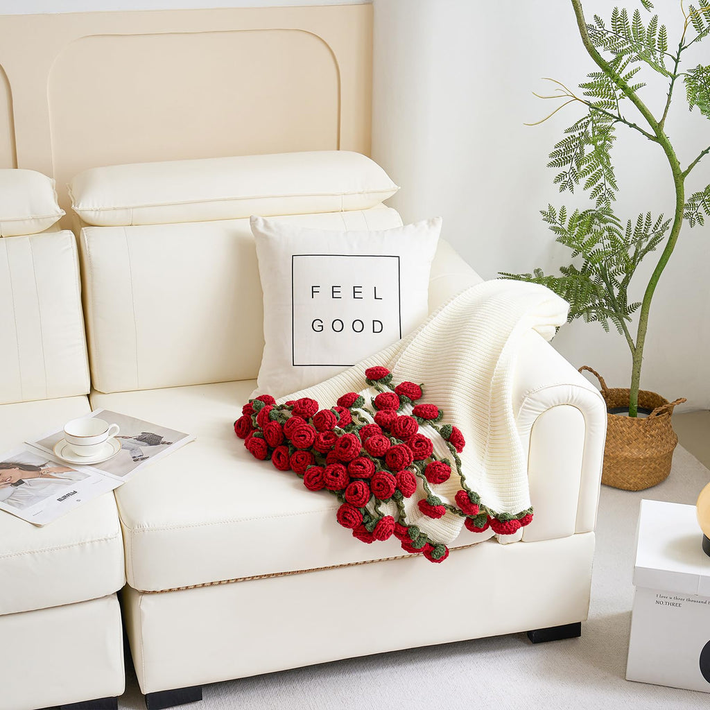 Crochet Flower Bouquet Throw Blanket