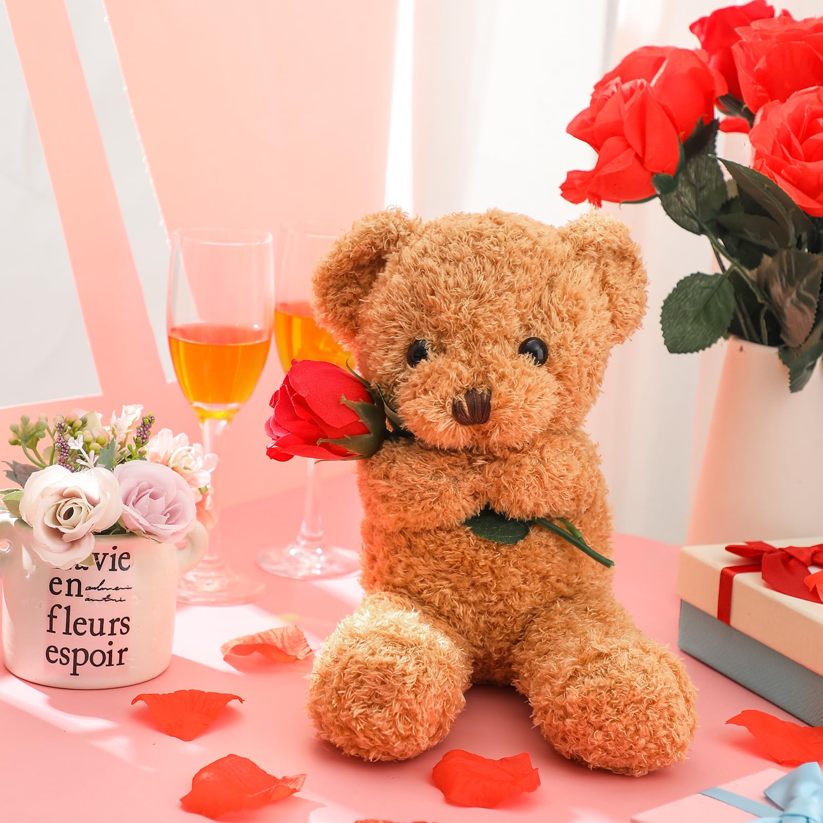 Teddy Bear Holding Rose