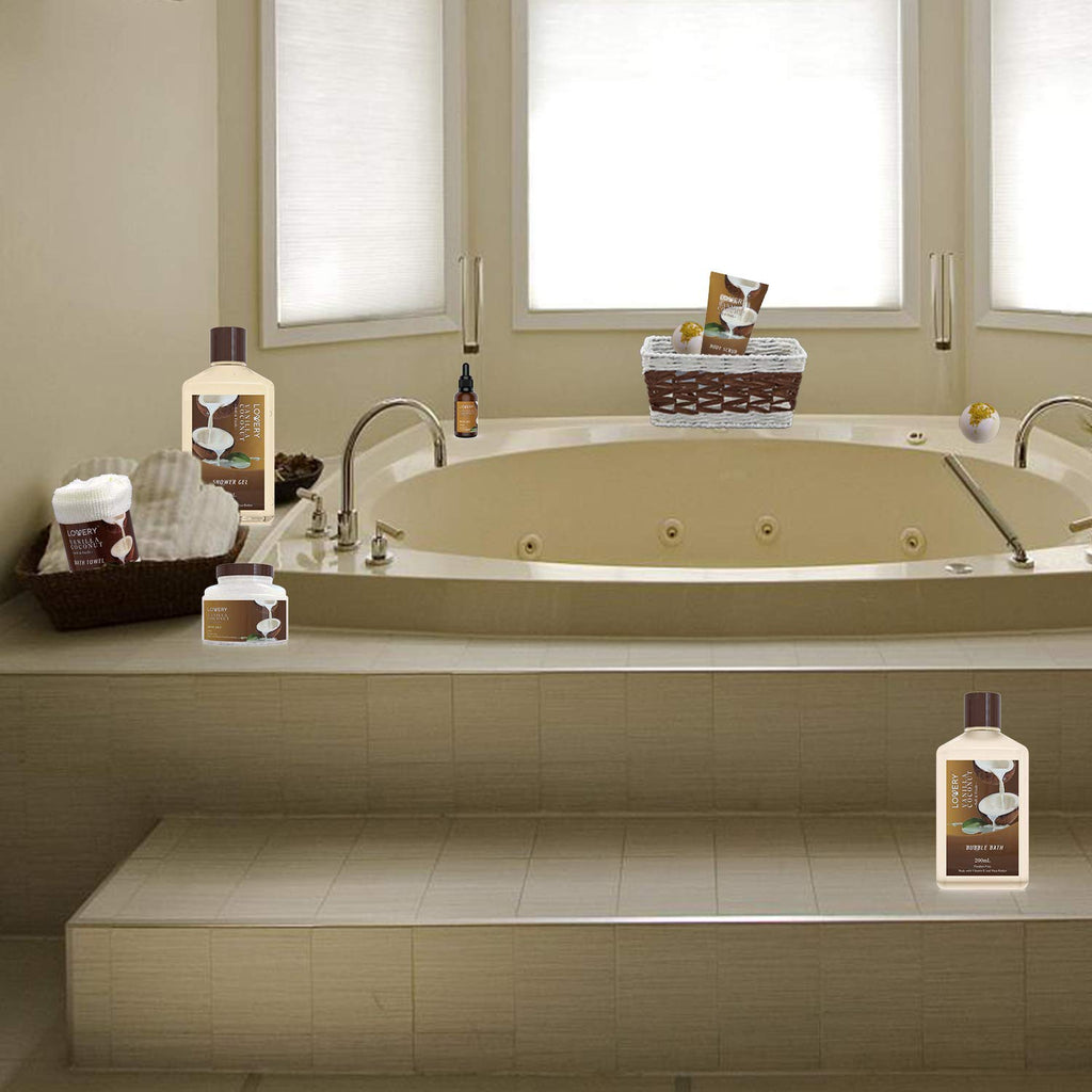 9 Piece Set - Vanilla Coconut Scented Home Spa Kit