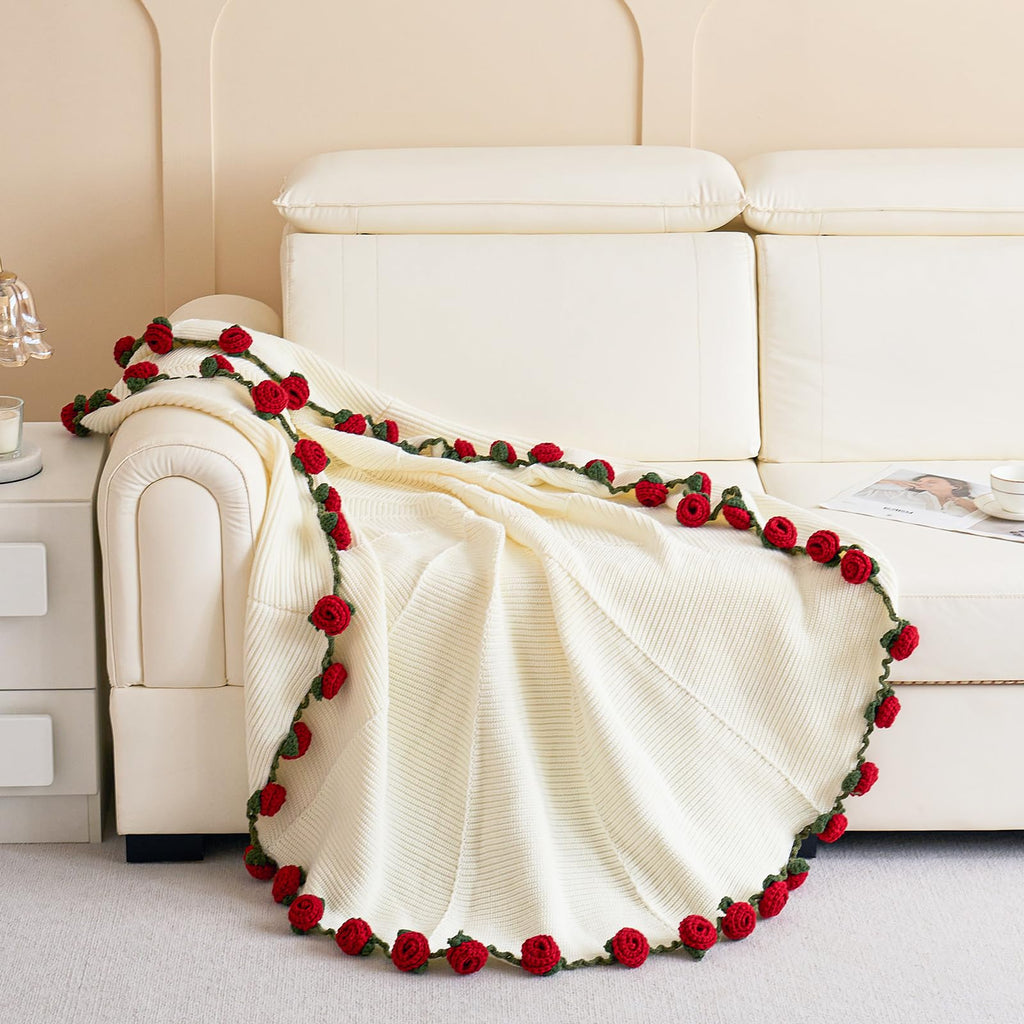 Crochet Flower Bouquet Throw Blanket