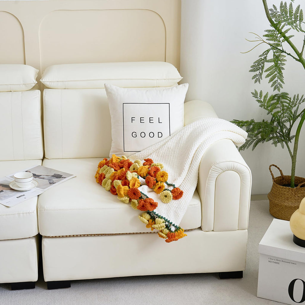 Crochet Flower Bouquet Throw Blanket