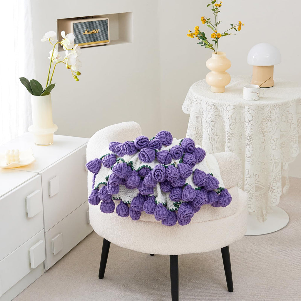 Crochet Flower Bouquet Throw Blanket