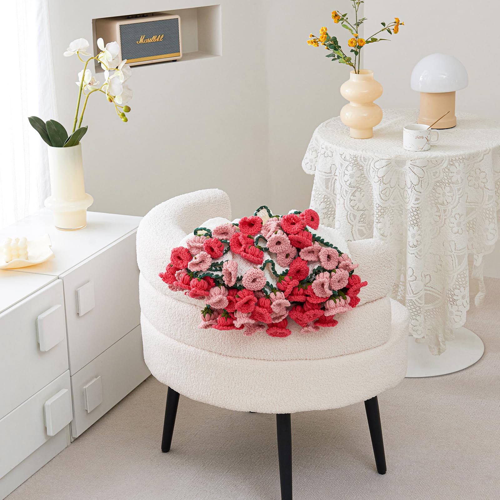 Crochet Flower Bouquet Throw Blanket