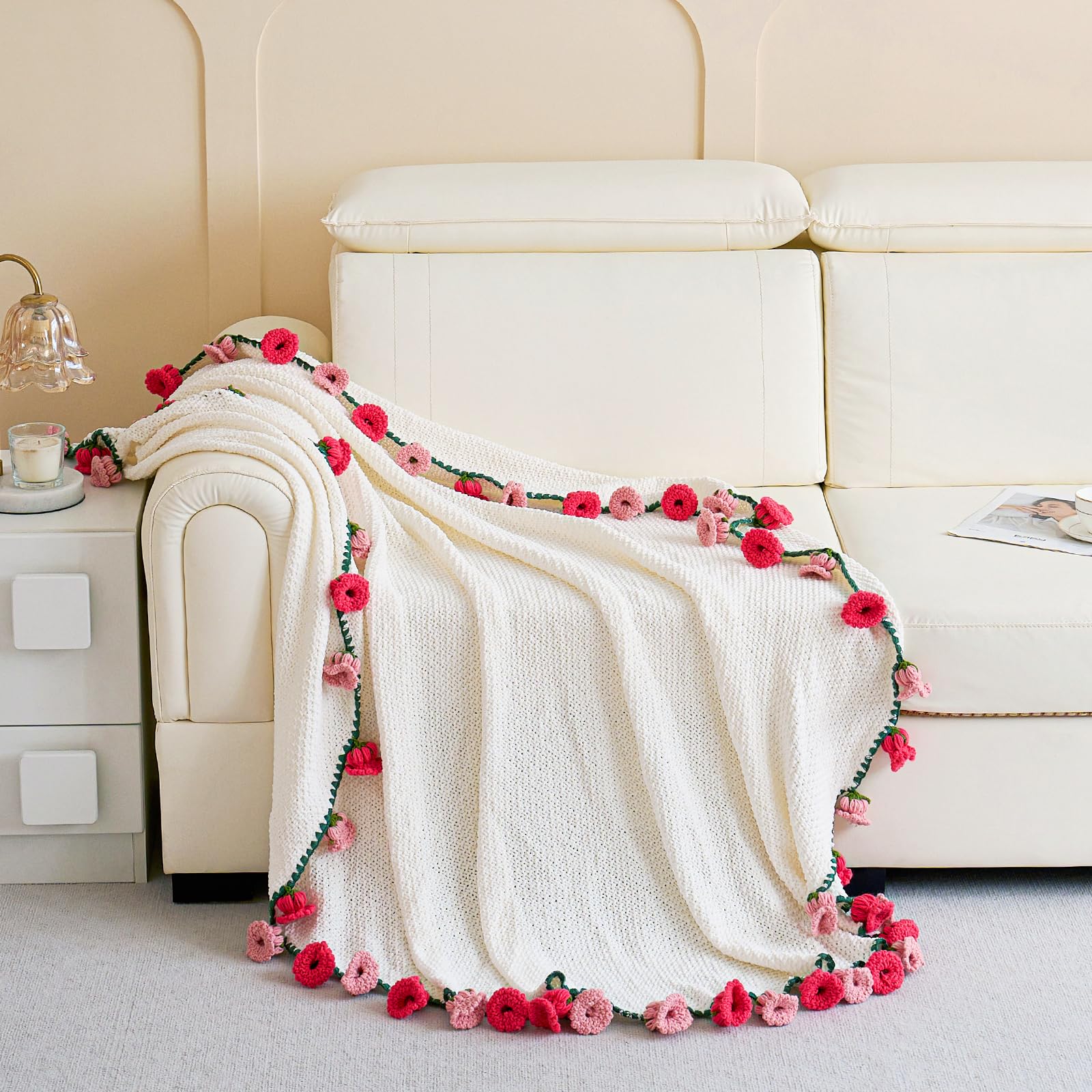 Crochet Flower Bouquet Throw Blanket