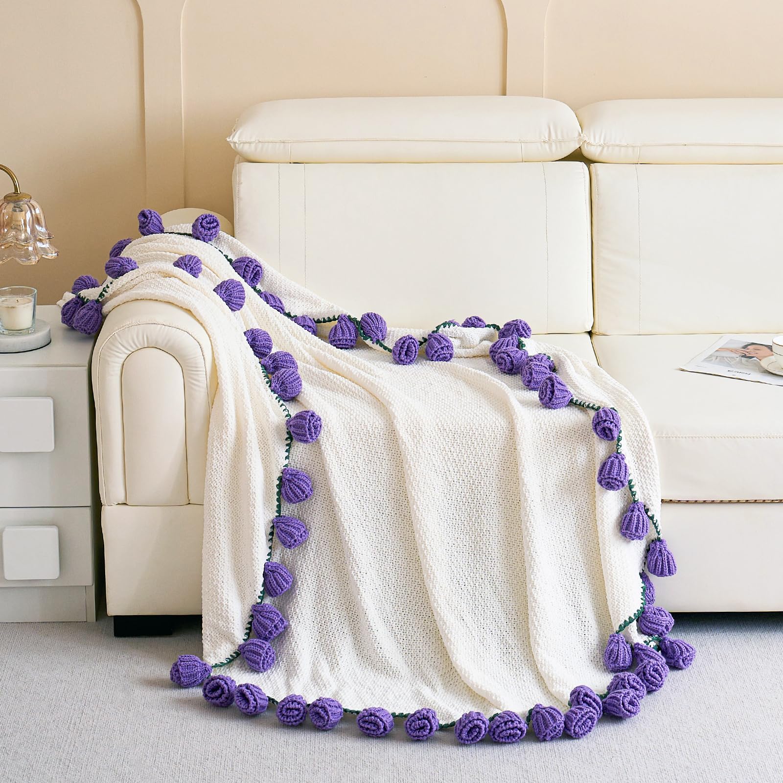 Crochet Flower Bouquet Throw Blanket