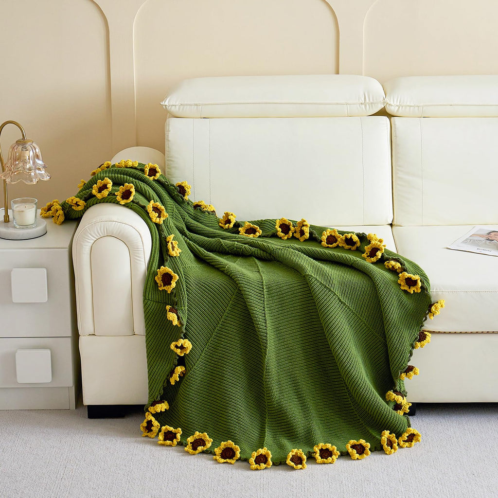 Crochet Flower Bouquet Throw Blanket