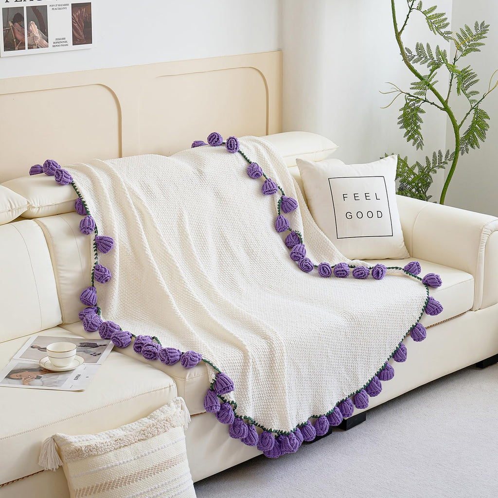 Crochet Flower Bouquet Throw Blanket