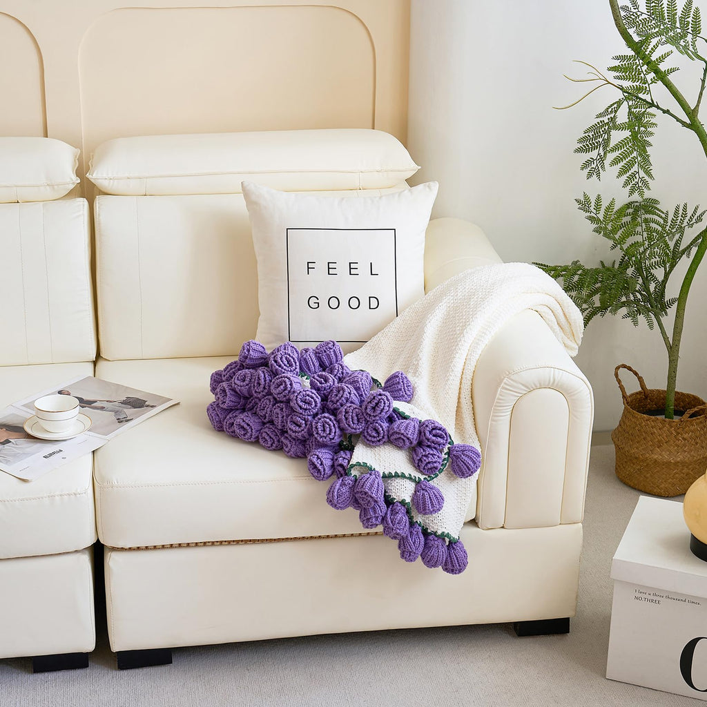 Crochet Flower Bouquet Throw Blanket