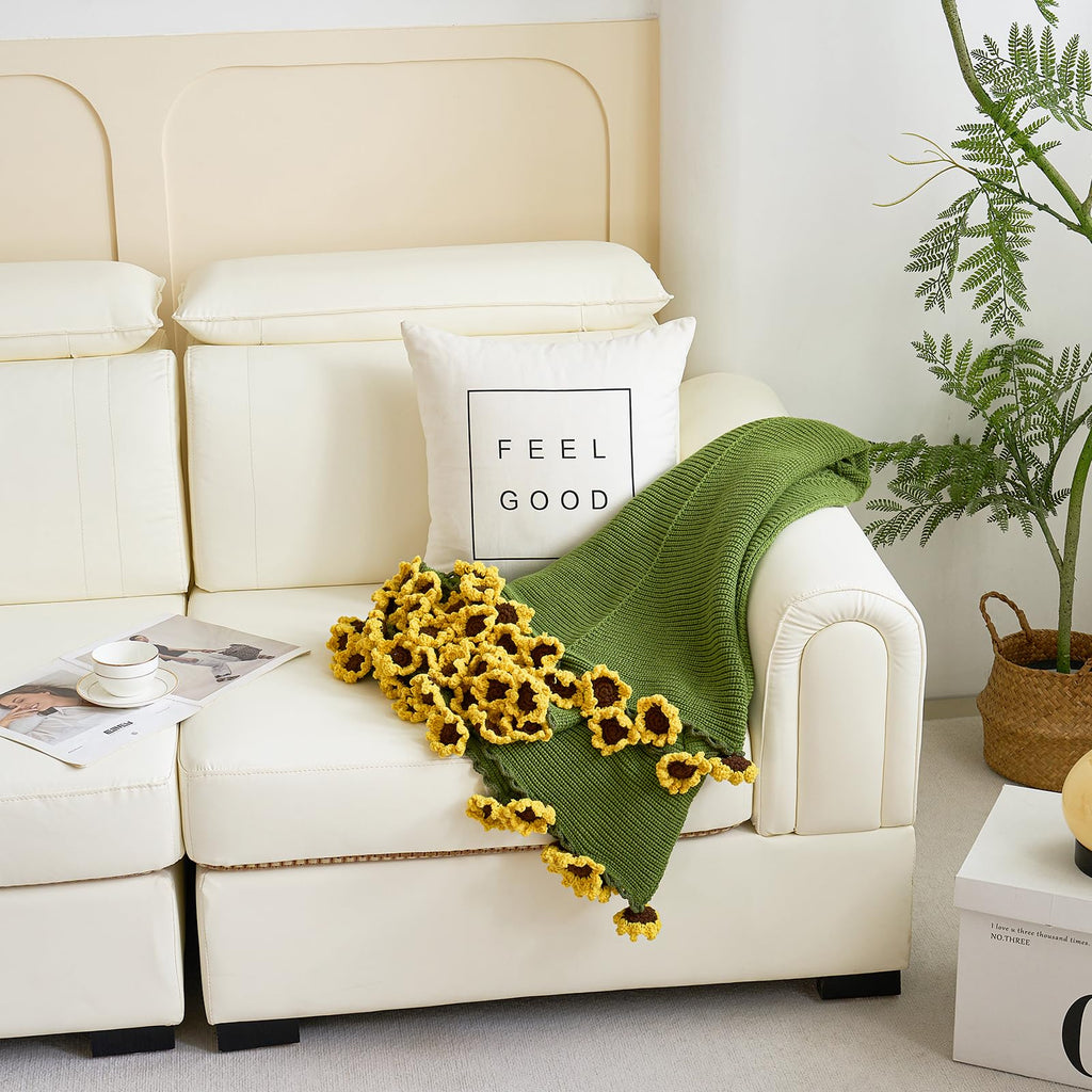 Crochet Flower Bouquet Throw Blanket