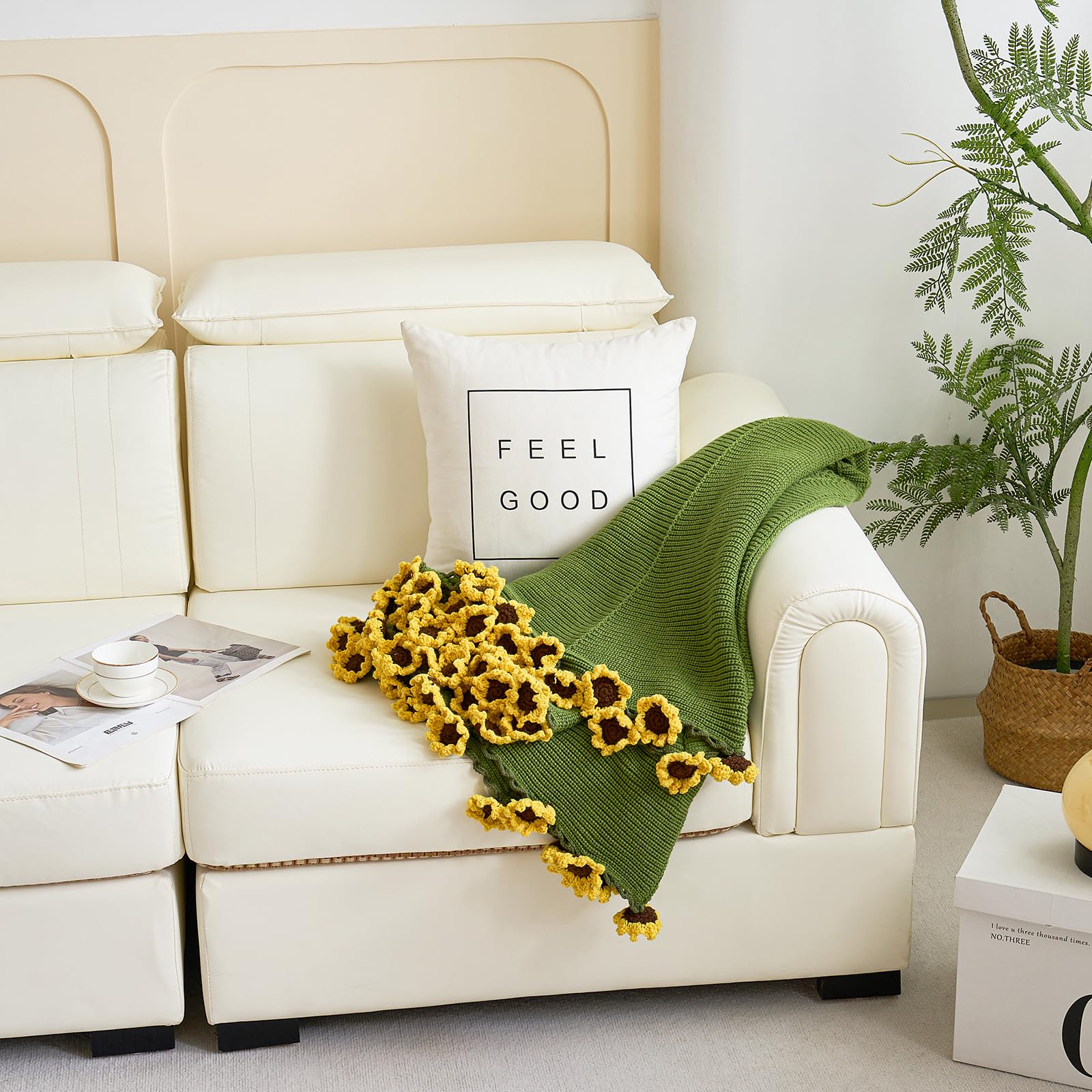 Crochet Flower Bouquet Throw Blanket