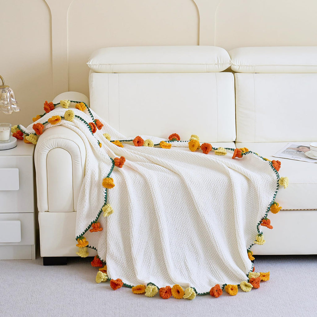 Crochet Flower Bouquet Throw Blanket