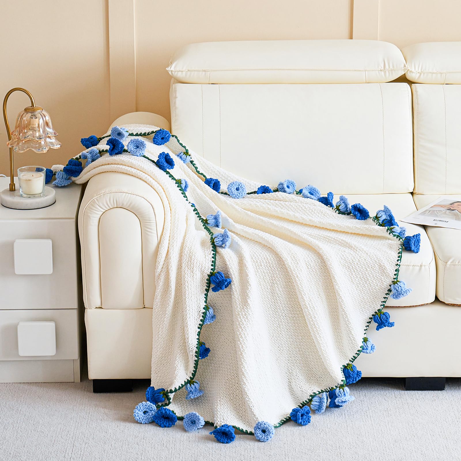 Crochet Flower Bouquet Throw Blanket