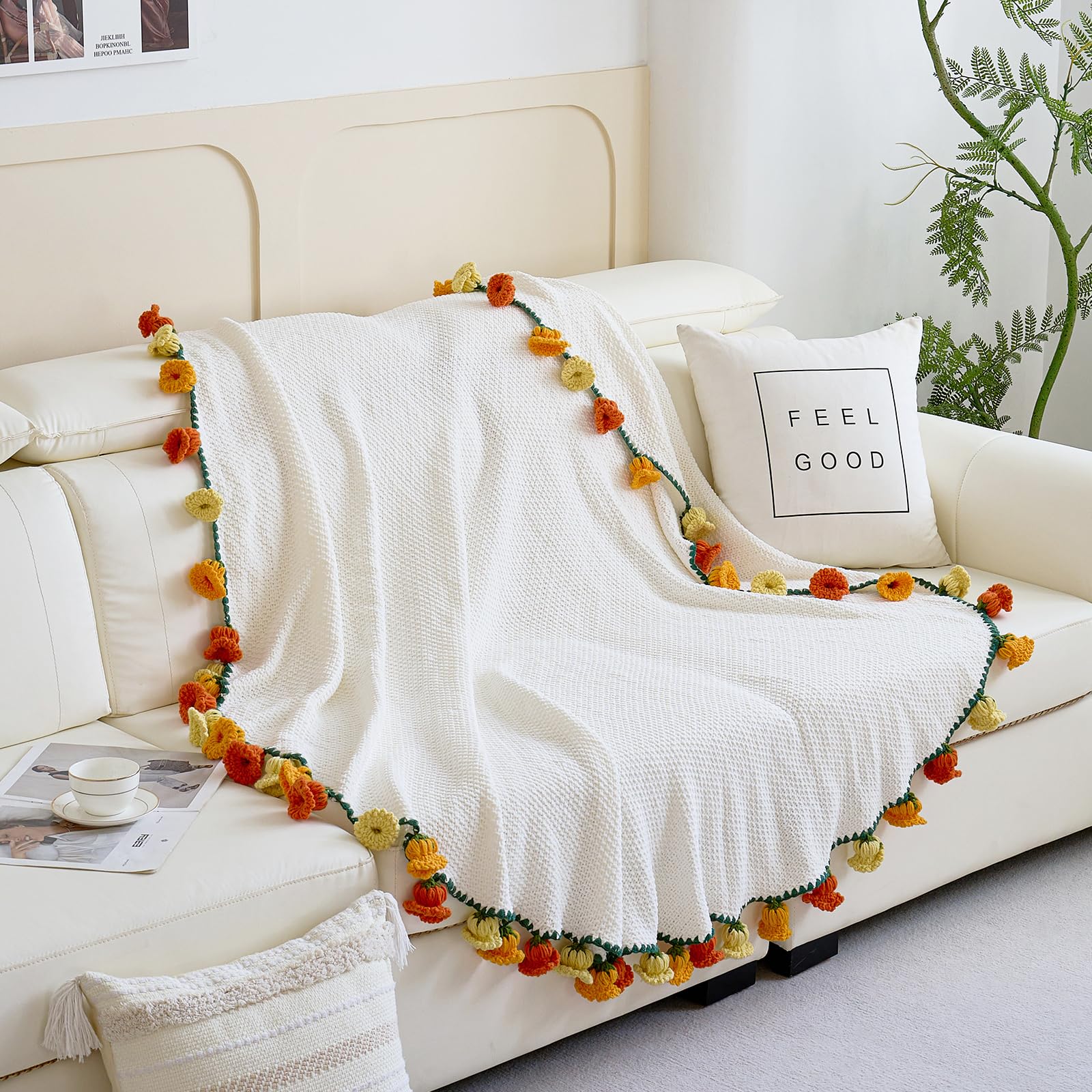 Crochet Flower Bouquet Throw Blanket