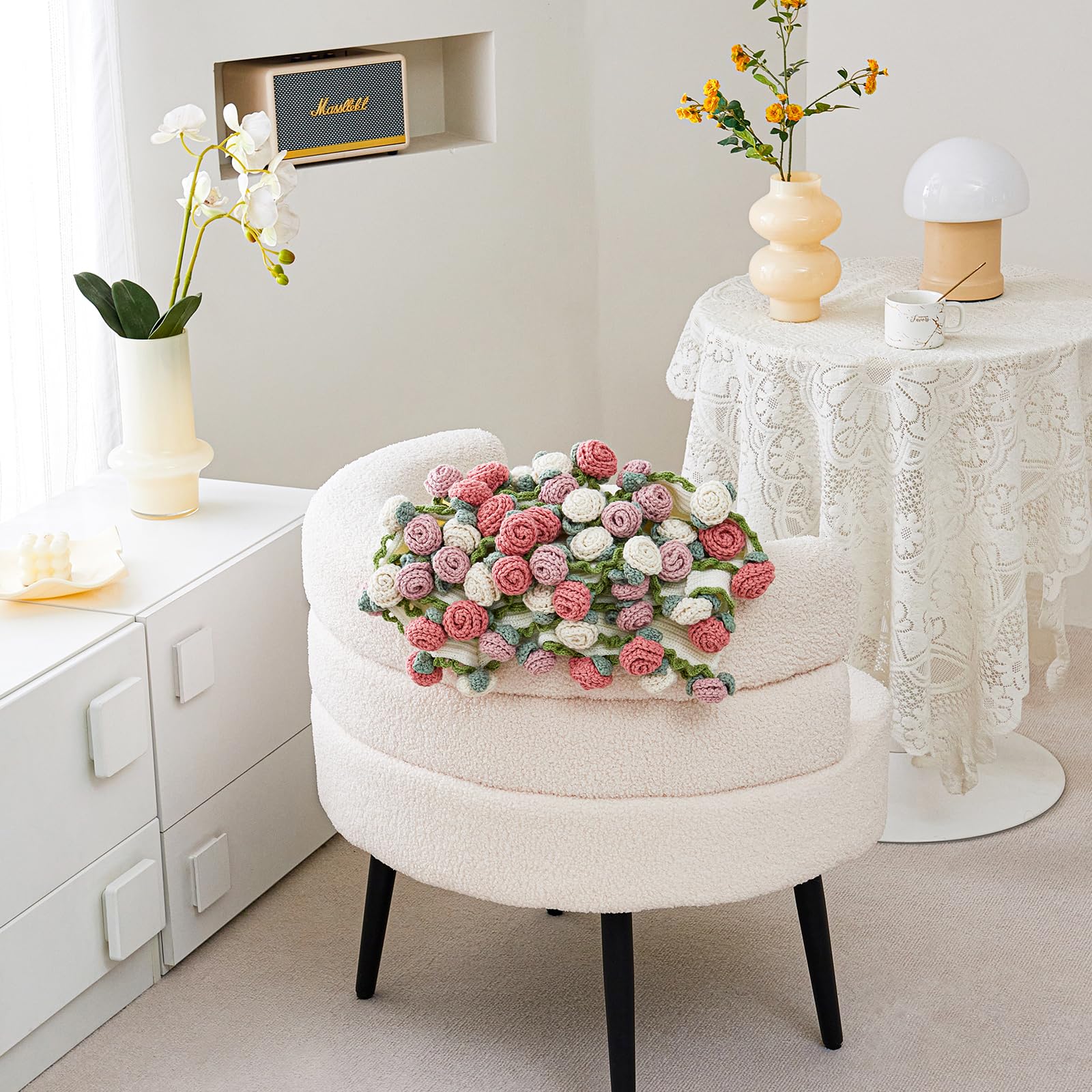 Crochet Flower Bouquet Throw Blanket