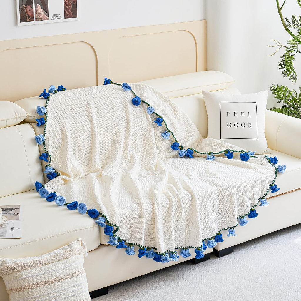 Crochet Flower Bouquet Throw Blanket