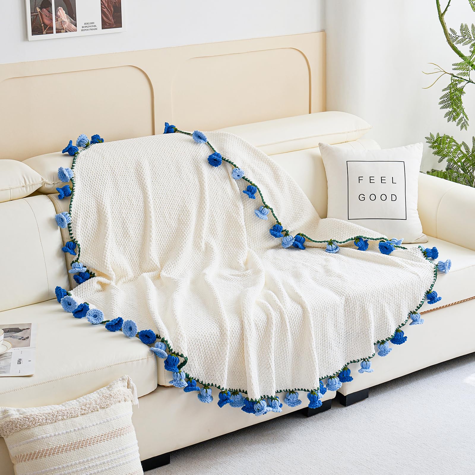 Crochet Flower Bouquet Throw Blanket