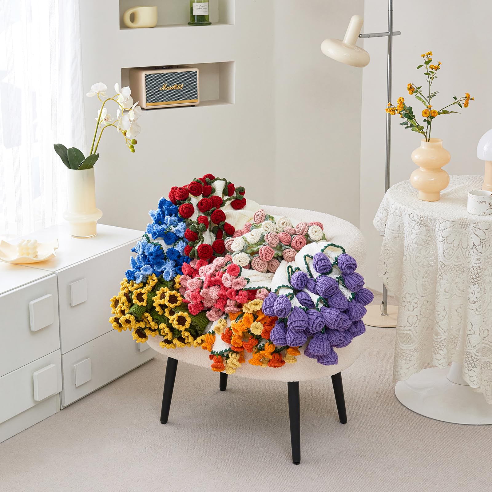 Crochet Flower Bouquet Throw Blanket