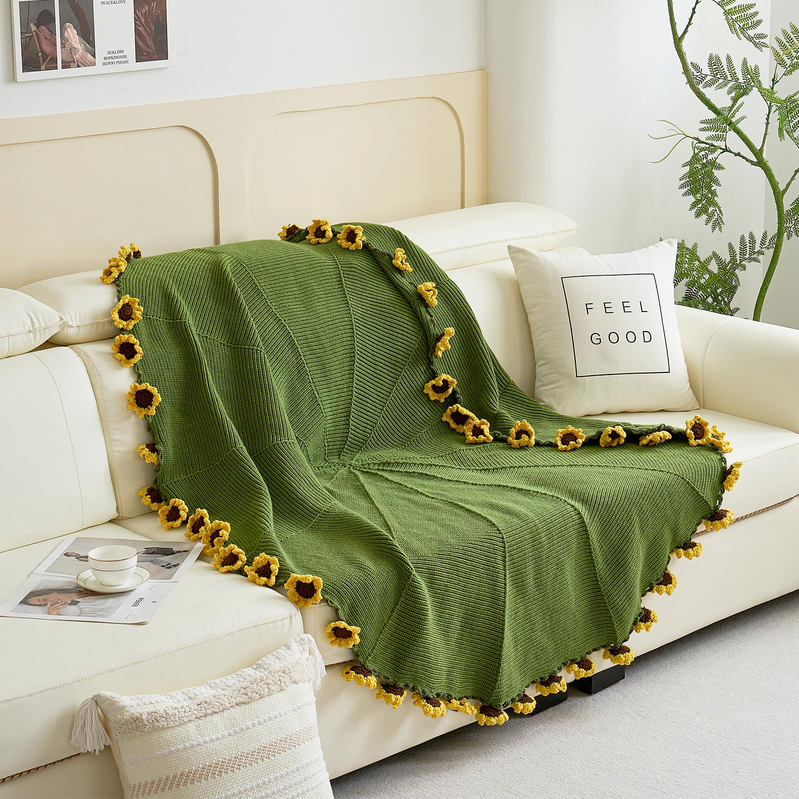 Crochet Flower Bouquet Throw Blanket