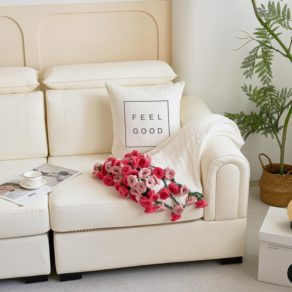 Crochet Flower Bouquet Throw Blanket